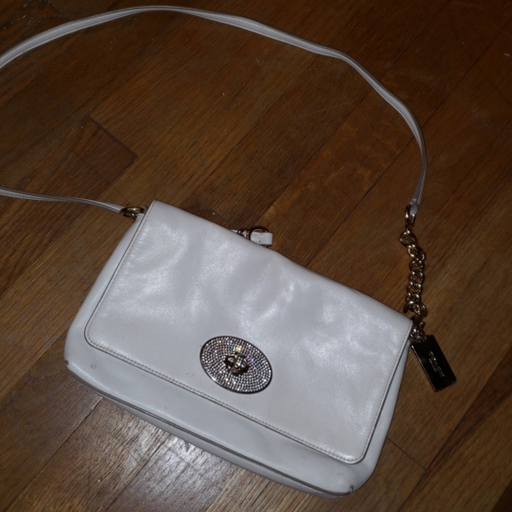 White and Gold Coach Crossbody Bag